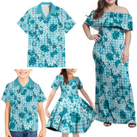 Mokihana Maile Ilima Leis Paniolo Palaka Family Matching Off Shoulder Maxi Dress and Hawaiian Shirt Hawaiian Polu Opa Spirit LT9 - Polynesian Pride