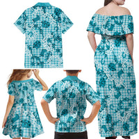 Mokihana Maile Ilima Leis Paniolo Palaka Family Matching Off Shoulder Maxi Dress and Hawaiian Shirt Hawaiian Polu Opa Spirit - Polynesian Pride