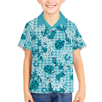 Mokihana Maile Ilima Leis Paniolo Palaka Family Matching Off Shoulder Maxi Dress and Hawaiian Shirt Hawaiian Polu Opa Spirit LT9 - Polynesian Pride