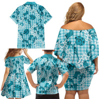 Mokihana Maile Ilima Leis Paniolo Palaka Family Matching Off Shoulder Short Dress and Hawaiian Shirt Hawaiian Polu Opa Spirit LT9 - Polynesian Pride