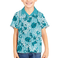 Mokihana Maile Ilima Leis Paniolo Palaka Family Matching Off Shoulder Short Dress and Hawaiian Shirt Hawaiian Polu Opa Spirit LT9 - Polynesian Pride