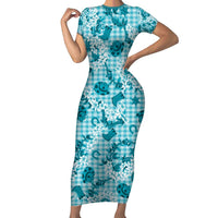 Mokihana Maile Ilima Leis Paniolo Palaka Family Matching Short Sleeve Bodycon Dress and Hawaiian Shirt Hawaiian Polu Opa Spirit - Polynesian Pride