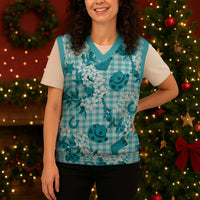 Mokihana Maile Ilima Leis Paniolo Palaka Christmas Knitted V-Neck Vest Hawaiian Polu Opa Spirit LT9 - Polynesian Pride