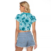 Mokihana Maile Ilima Leis Paniolo Palaka Raglan Cropped T Shirt Hawaiian Polu Opa Spirit LT9 - Polynesian Pride
