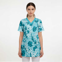 Mokihana Maile Ilima Leis Paniolo Palaka Scrub Top Hawaiian Polu Opa Spirit LT9 - Polynesian Pride
