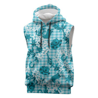 Mokihana Maile Ilima Leis Paniolo Palaka Sleeveless Hoodie Hawaiian Polu Opa Spirit LT9 Turquoise - Polynesian Pride