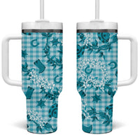 Mokihana Maile Ilima Leis Paniolo Palaka Tumbler With Handle Hawaiian Polu Opa Spirit - Polynesian Pride