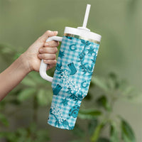 Mokihana Maile Ilima Leis Paniolo Palaka Tumbler With Handle Hawaiian Polu Opa Spirit - Polynesian Pride