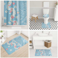 Blue Hawaii Anthurium Plumeria Lei Bathroom Set