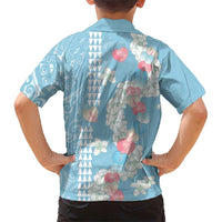 Blue Hawaii Anthurium Plumeria Lei Family Matching Long Sleeve Bodycon Dress and Hawaiian Shirt LT9 - Polynesian Pride