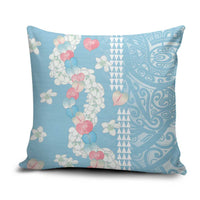 Blue Hawaii Anthurium Plumeria Lei Pillow Cover