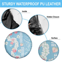 Blue Hawaii Anthurium Plumeria Lei Spare Tire Cover