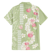 Leaf Green Hawaii Anthurium Plumeria Lei Family Matching Summer Maxi Dress and Hawaiian Shirt LT9 - Polynesian Pride