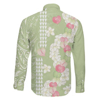 Leaf Green Hawaii Anthurium Plumeria Lei Family Matching Summer Maxi Dress and Hawaiian Shirt LT9 - Polynesian Pride