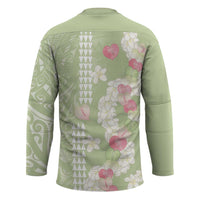 Leaf Green Hawaii Anthurium Plumeria Lei Hockey Jersey