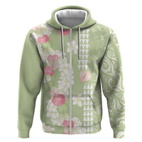 Leaf Green Hawaii Anthurium Plumeria Lei Hoodie