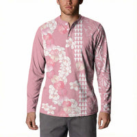 Soft Pink Hawaii Anthurium Plumeria Lei Button Sweatshirt
