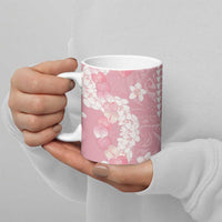 Soft Pink Hawaii Anthurium Plumeria Lei Ceramic Mug