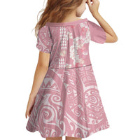 Soft Pink Hawaii Anthurium Plumeria Lei Family Matching Off Shoulder Short Dress and Hawaiian Shirt LT9 - Polynesian Pride