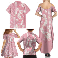 Soft Pink Hawaii Anthurium Plumeria Lei Family Matching Summer Maxi Dress and Hawaiian Shirt LT9 - Polynesian Pride