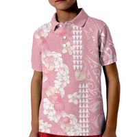Soft Pink Hawaii Anthurium Plumeria Lei Kid Polo Shirt