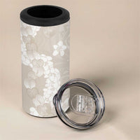 Suede Beige Hawaii Anthurium Plumeria Lei 4 in 1 Can Cooler Tumbler