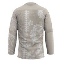 Suede Beige Hawaii Anthurium Plumeria Lei Hockey Jersey