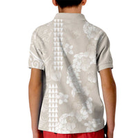 Suede Beige Hawaii Anthurium Plumeria Lei Kid Polo Shirt