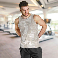 Suede Beige Hawaii Anthurium Plumeria Lei Men Tank Top