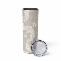 Suede Beige Hawaii Anthurium Plumeria Lei Skinny Tumbler
