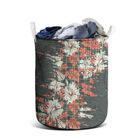 Hawaii Tartan With Hibiscus Laundry Basket Polynesian Pattern Vintage