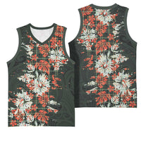 Hawaii Tartan With Hibiscus Basketball Jersey Polynesian Pattern Vintage