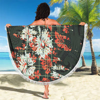 Hawaii Tartan With Hibiscus Beach Blanket Polynesian Pattern Vintage