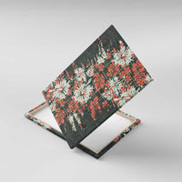 Hawaii Tartan With Hibiscus Canvas Wall Art Polynesian Pattern Vintage
