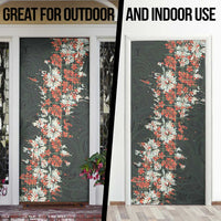 Hawaii Tartan With Hibiscus Door Cover Polynesian Pattern Vintage