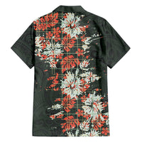 Hawaii Tartan With Hibiscus Family Matching Off Shoulder Short Dress and Hawaiian Shirt Polynesian Pattern Vintage