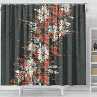 Hawaii Tartan With Hibiscus Shower Curtain Polynesian Pattern Vintage