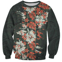 Hawaii Tartan With Hibiscus Sweatshirt Polynesian Pattern Vintage