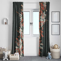 Hawaii Tartan With Hibiscus Window Curtain Polynesian Pattern Vintage