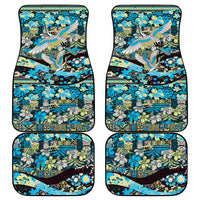 Japanese Hawaiian Crane Car Mats Blue Tapa Patchwork Pattern
