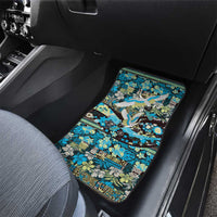 Japanese Hawaiian Crane Car Mats Blue Tapa Patchwork Pattern