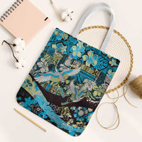 Japanese Hawaiian Crane Tote Bag Blue Tapa Patchwork Pattern