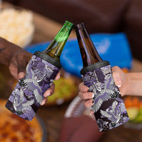 Japanese Hawaiian Crane 4 in 1 Can Cooler Tumbler Purple Tapa Patchwork Pattern