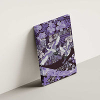 Japanese Hawaiian Crane Canvas Wall Art Purple Tapa Patchwork Pattern