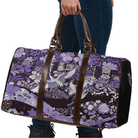 Japanese Hawaiian Crane Travel Bag Purple Tapa Patchwork Pattern