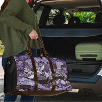 Japanese Hawaiian Crane Travel Bag Purple Tapa Patchwork Pattern