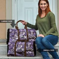 Japanese Hawaiian Crane Travel Bag Purple Tapa Patchwork Pattern