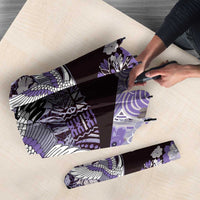 Japanese Hawaiian Crane Umbrella Purple Tapa Patchwork Pattern