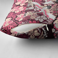 Japanese Hawaiian Crane Pillow Cover Soft Pink Tapa Patchwork Pattern