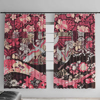 Japanese Hawaiian Crane Window Curtain Soft Pink Tapa Patchwork Pattern